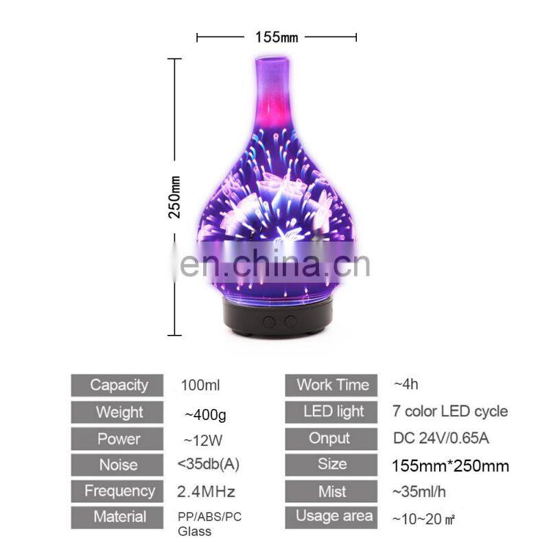 2020 Amazon best selling 3D glass aroma diffuser aroma diffuser home humidifiers
