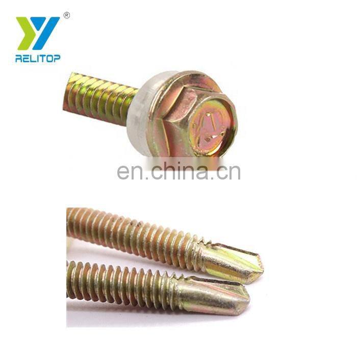 Outer Hexagon Rubber Washer Drill Tail Galvanized Self-tapping Screws M5x50MM For Metal Roof Tile Steel Batten Installation