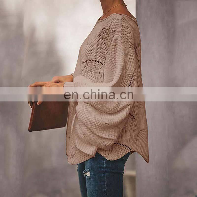 Wholesale custom women's sweaters Casual and comfortable Loose Solid color Large size hollow-carved design fashion