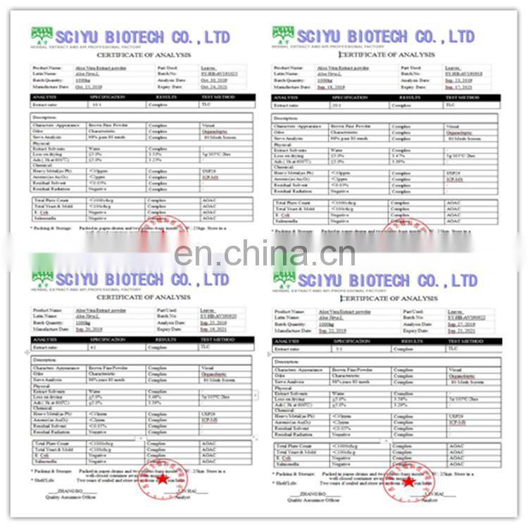 in stock 100% Organic Raw Material Bulk Powder Aloe Vera Extract