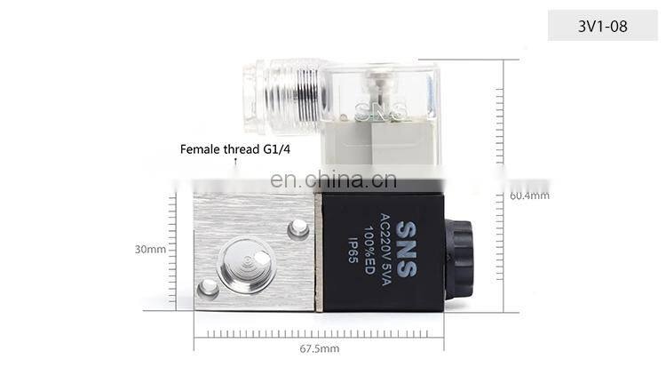SNS 3V1 Series DC24V normal closed hydraulic pneumatic 2 position 3 way control solenoid valve