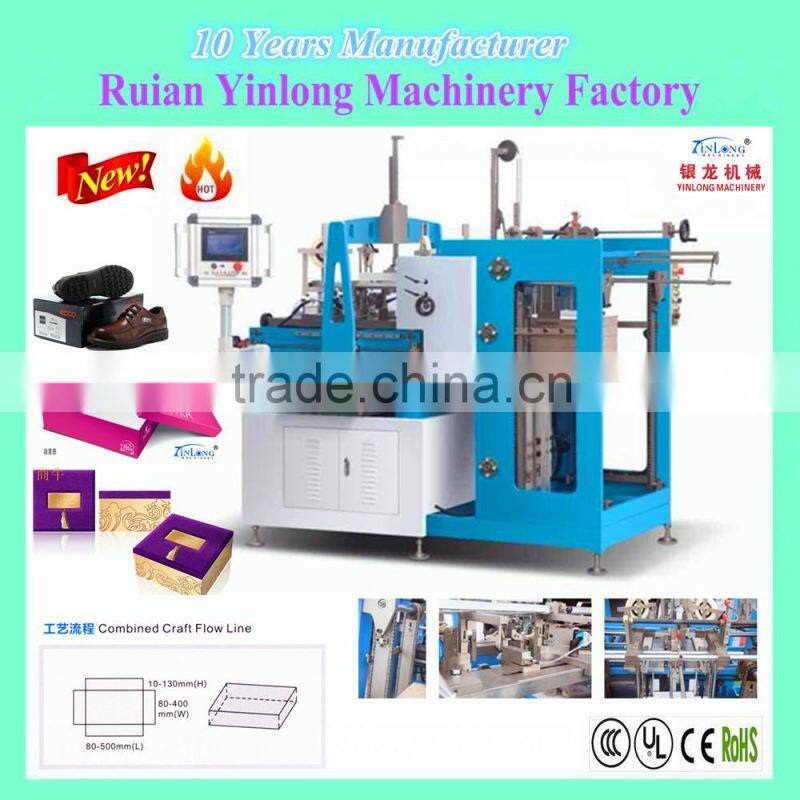 Forming the Shoe+Shirt+Gift Box Making in one Process Four Corner White Factory Pasting Machine