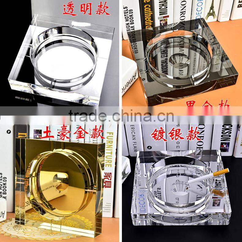 wholesale big Octagonal crystal ashtray cheap K9 glass ash bin