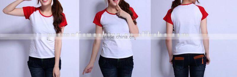 color sleeves custom logo round neck woman t shirt