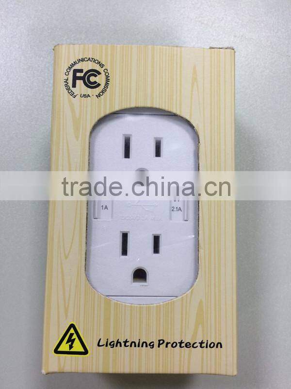 best quality smart app female unique design America Mexico standard Double USB socket power outlet charger receptacle with 5V 3A