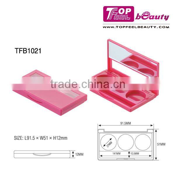 TOP QUALITY multi-color empty rectangle eyeshadow case with clear plastic lid