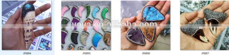 JF6902 Hot Crystal Pave Sparkly Geode Agate Druse Druzy Pendants