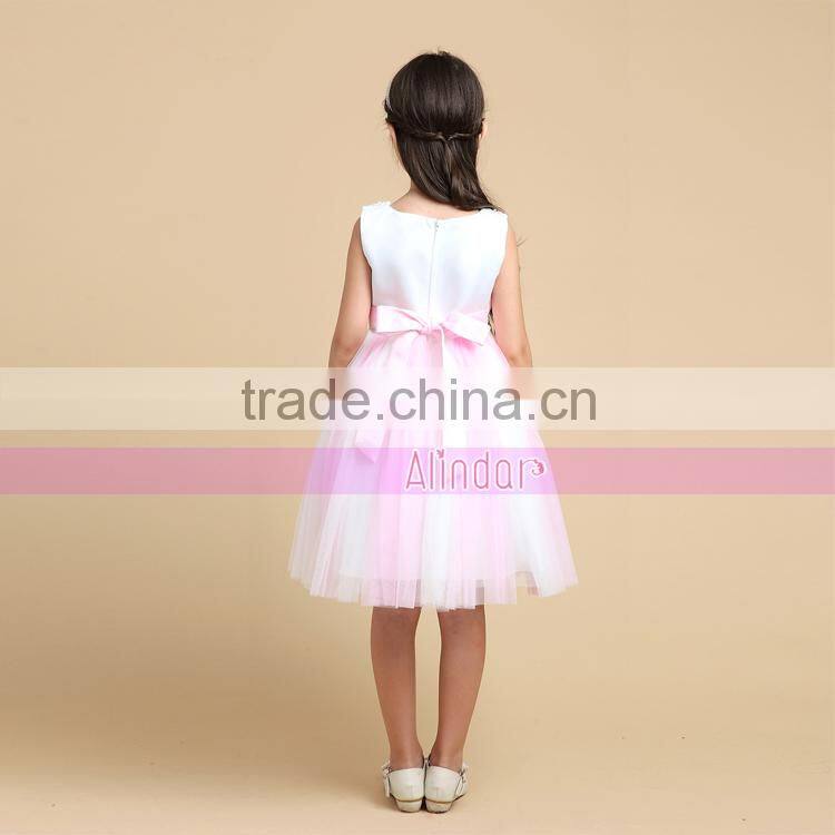 Factory Direct Selling 2015 High Quality Childrens Clothing Baby Girl Frock Patterns of Pink Wedding Dresses