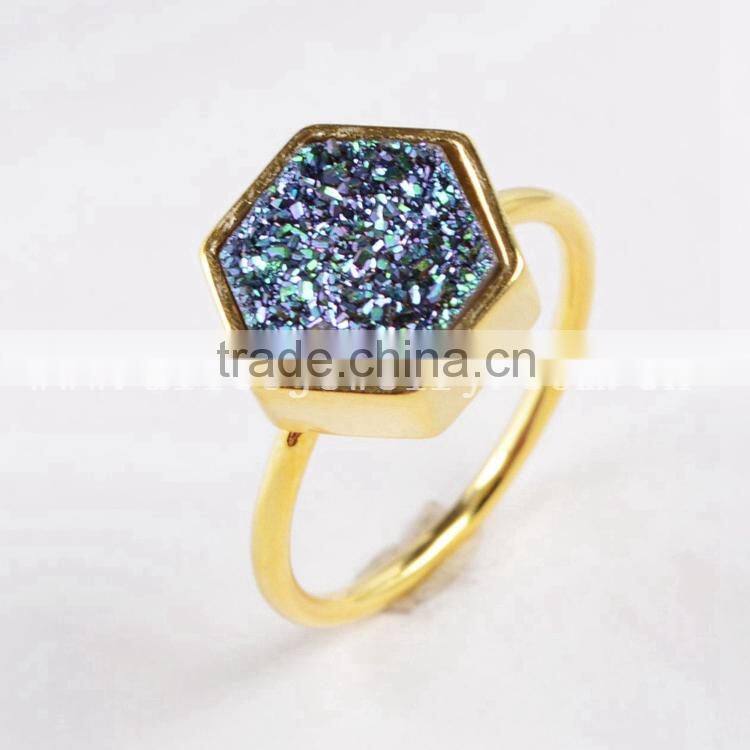 Druzy ring 925 sliver ring titanium druzy ring