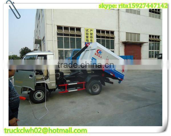 FORLAND mini garbage collector truck , cheap price 1m3 hook lift garbage truck