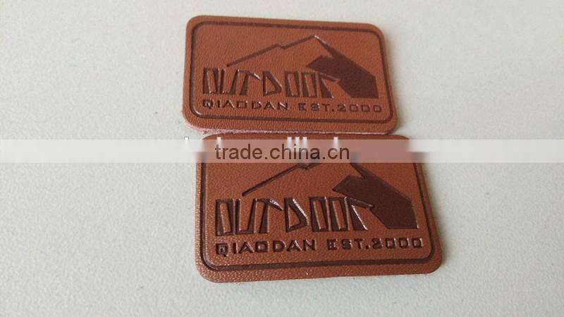 custom brown garment PU leather label leather patch for garment