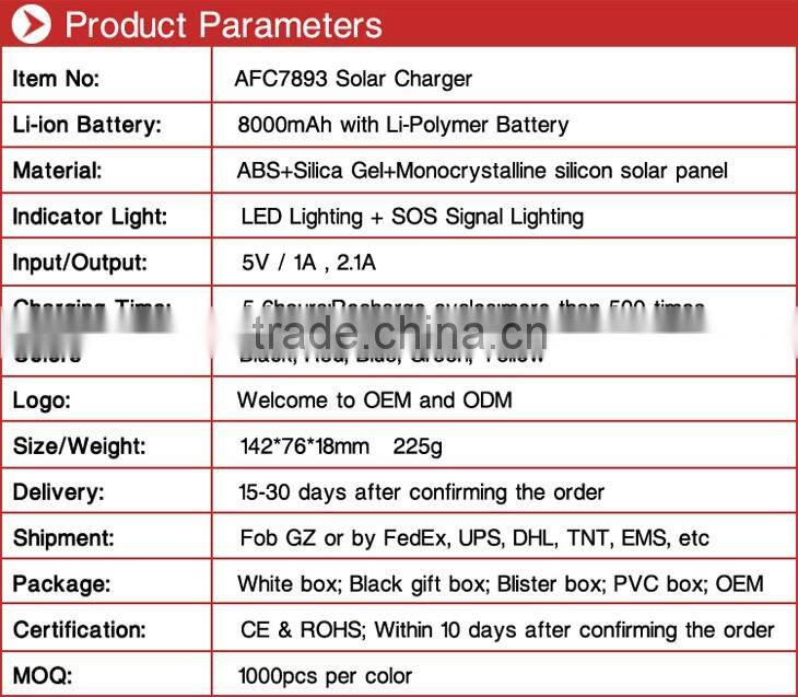 Best quality phone stand with 8000mAh solar battery charger for Samsung tablet