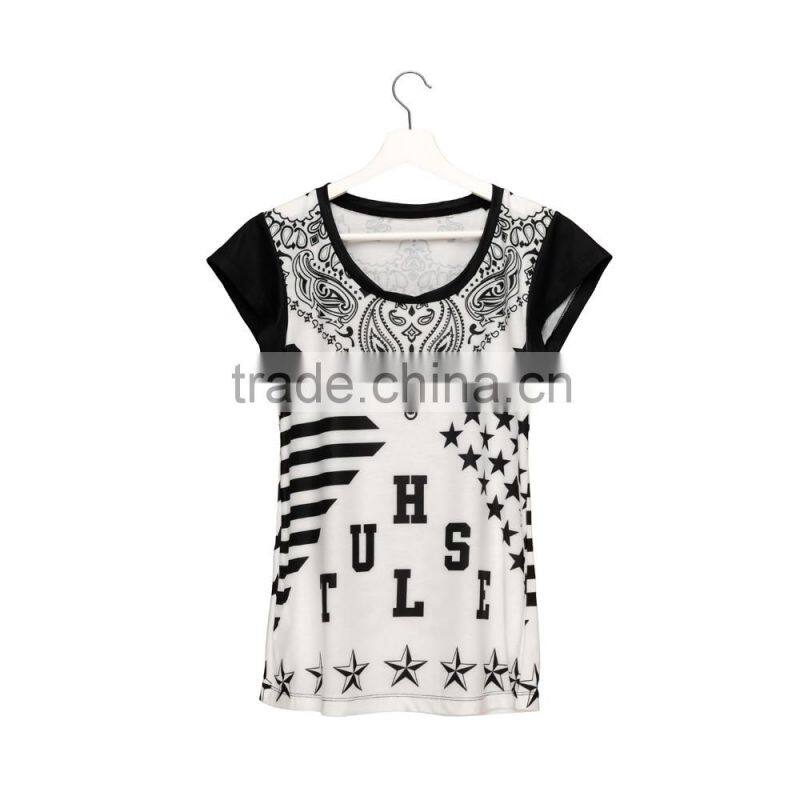 High Quality Custom 3D Printing Hustle Sports Gym Tshirt Women