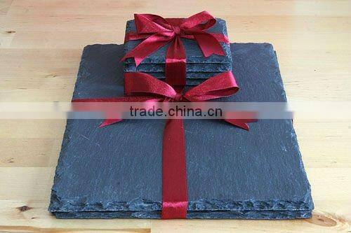 black round slate stone coffee placemats and coasters promotional round slate placemats and coasters with sand-blasted logo