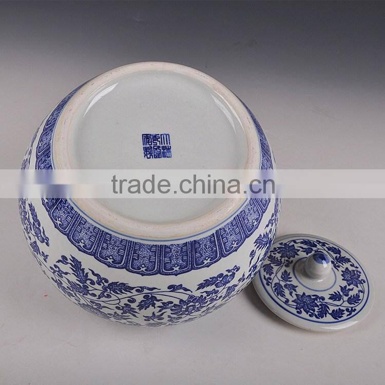 Factory blue and white porcelain antique jars with lid from Jingdezhen