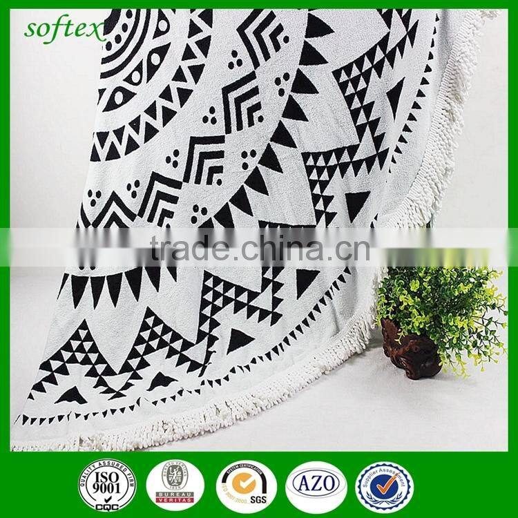China supplier custom print round beach towels 480 gsm cotton for sale