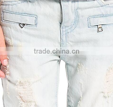 OEM High Quality Cotton White Boy Kids Jeans