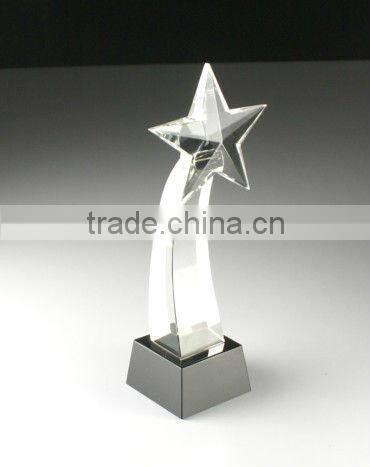 Crystal pyramid plaque with engraving crystal trophy