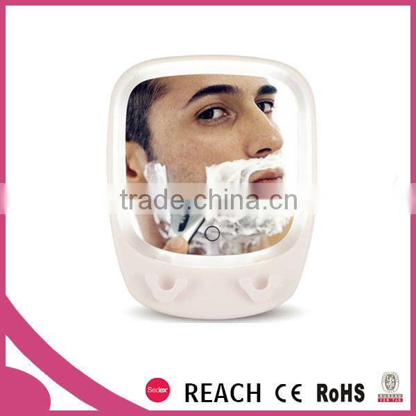 Suction cup magnifying shaving mirror with led lights