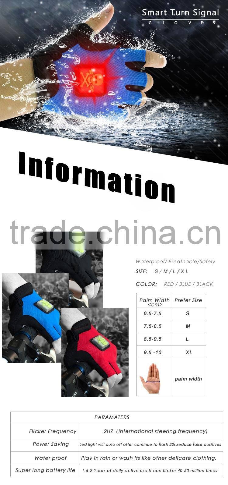 factory ODM Smart Direction Turn signal Bicycle led sports gloves