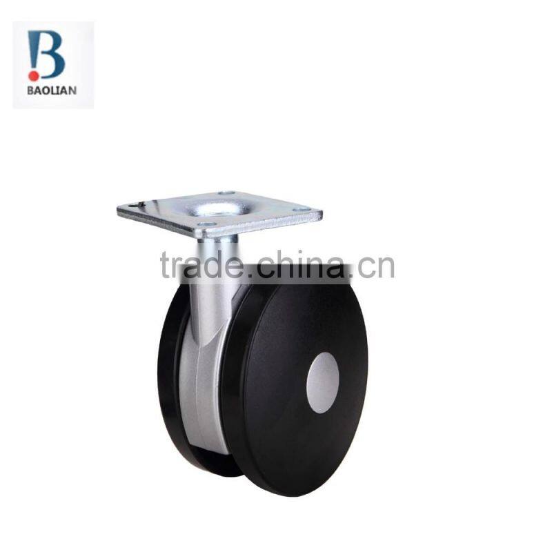 3" black rivet nylon furniture caster with plate and brake
