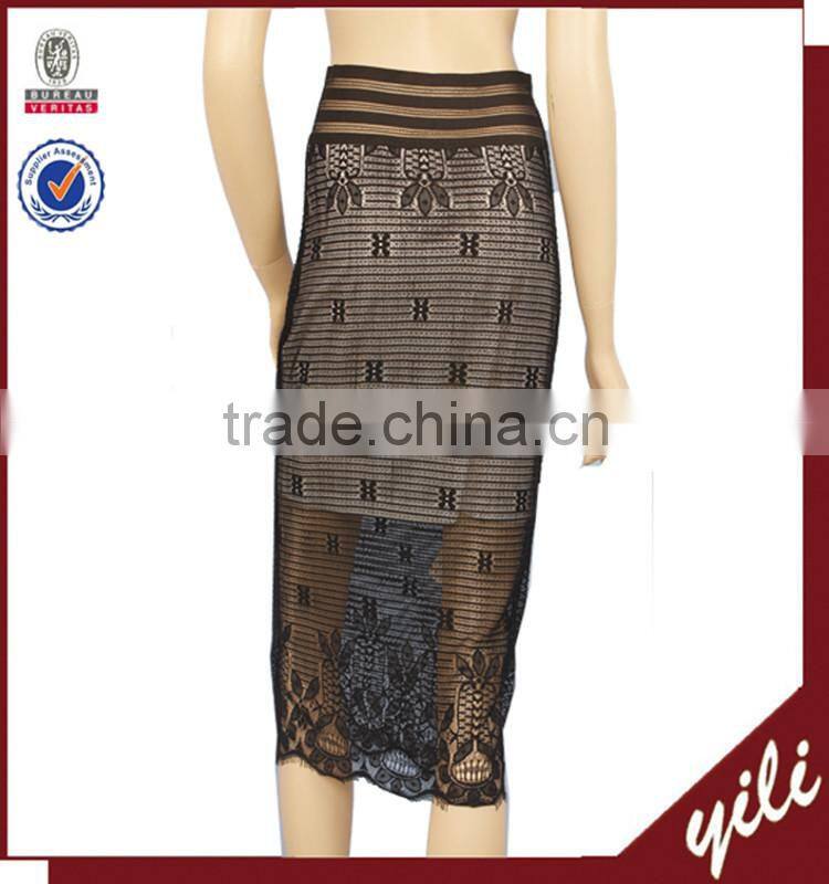 2016 Elegant High elastic Waist knit lining fabric the lace skirt