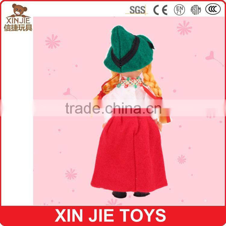 stock plastic girl doll custom made plastic national doll cute plastic doll with switzerland clothes