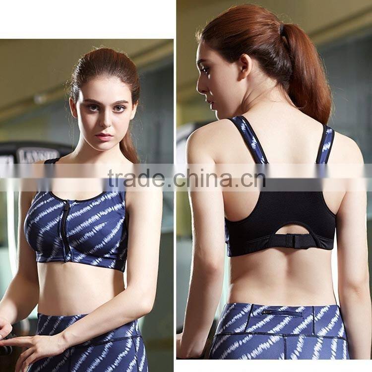 Women's fitness padded Yoga bra quick-drying bra running fashion bra active wear sexy sports bra with zipper