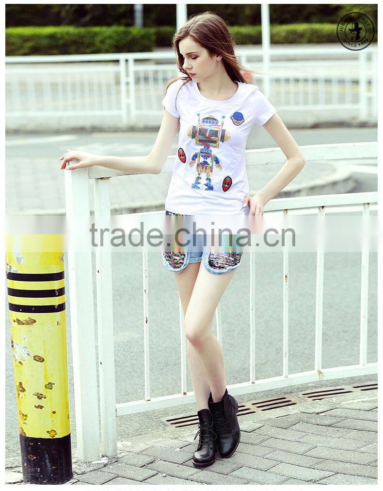 High Quality Colorful Printing American Casual Female tshirt