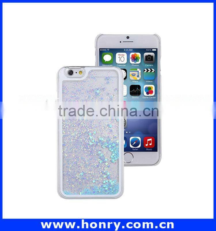 Mobile accessories popular hard pc flowing glitter liquid case moving glitter case for iphone 6 china wholesale