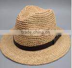 raffia straw crochet hat,straw boater aht,men straw hat,cowboy straw hat