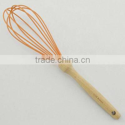 silicone balloon whisk with bamboo handle/wood handle