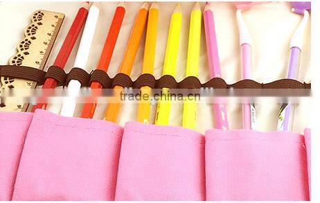 Chinese made pencil bag rolling fold up gift pencil bag;canvas Folding gift pencil bag school pencil case pen bag
