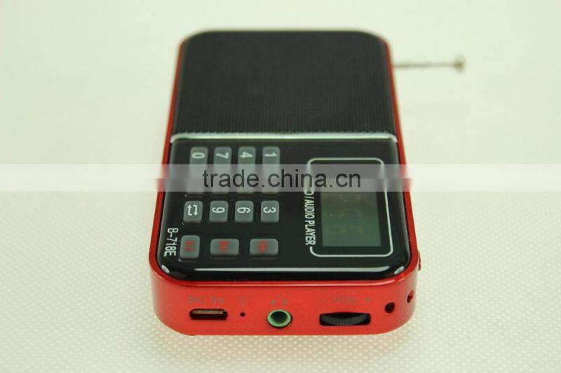 2015 hot selling B-718 TF card MP3 audio player portable mini usb radio speaker