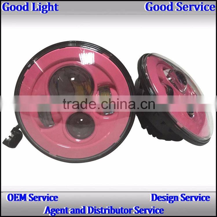 2016 Hot sales 7inch led j-eep wrangler headlights 40w pink base high beam 12v for J-eep cars