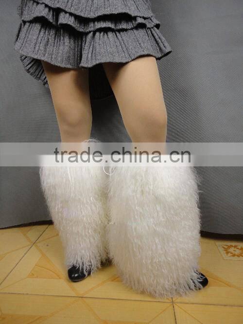 Vintage Style Leg Warmers Of Mongolian Sheep Fur Boots Fur Sleeves Warmer