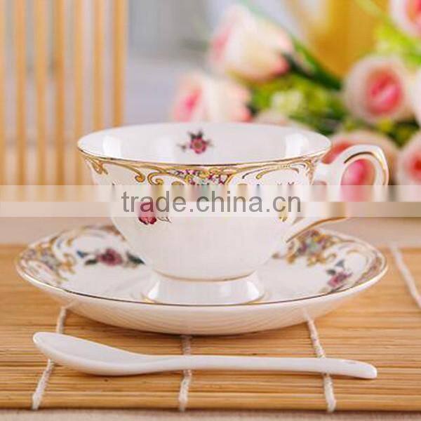 European style bone china coffee cup and saucer set