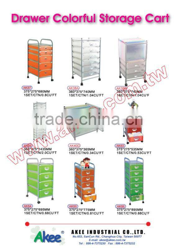 Home office colorful storage cart with drawer