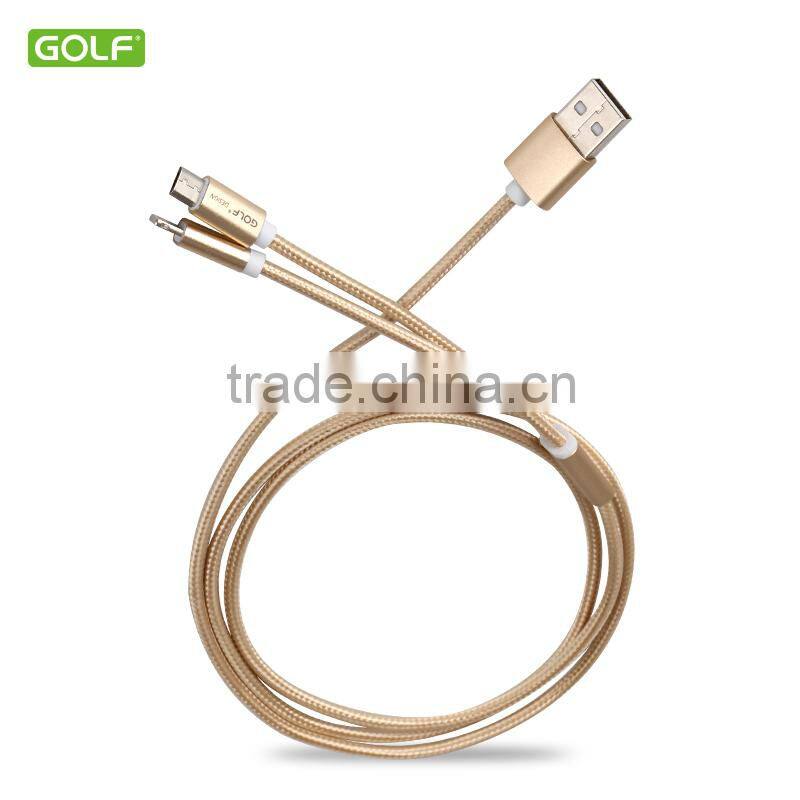 2 in 1 Fast charging metal nylon braided usb cable best quality micro and lighting usb cable for smartphone