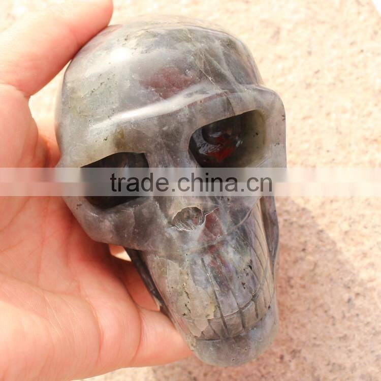 natural stone carved labradorite skull for decor