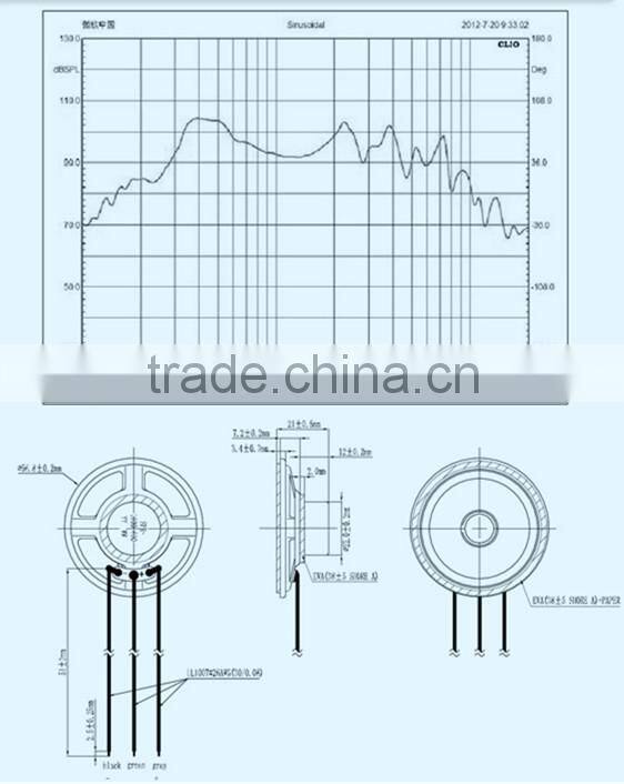 FB57AP40M12-1(GP) 57mm 40ohm 0.25watt clear mylar micro speaker components (FBELE)