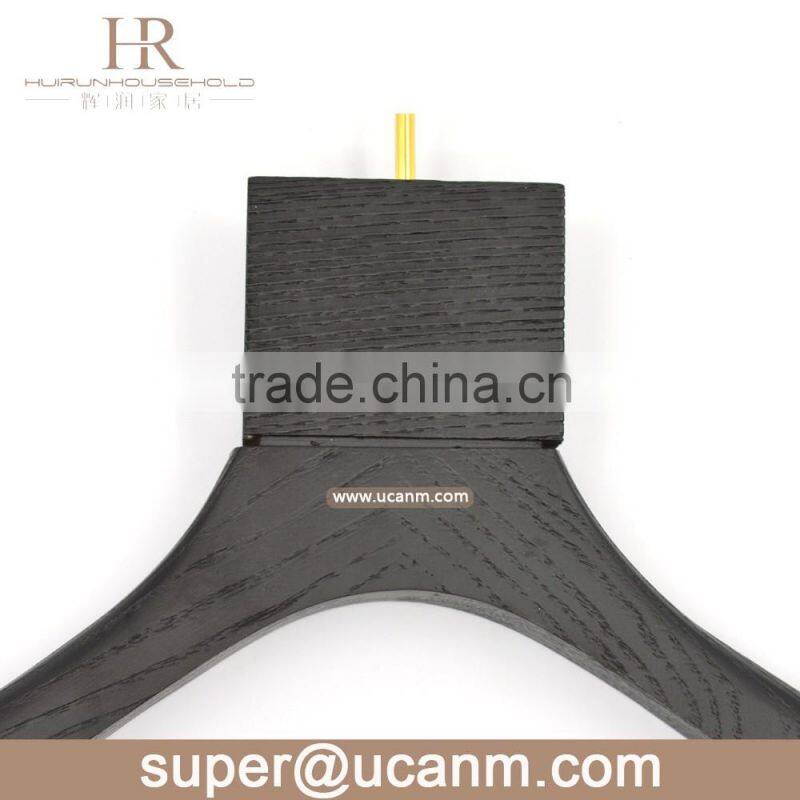 HRW-8600B hot sale classsical flat black ashtree wood clothes hanger
