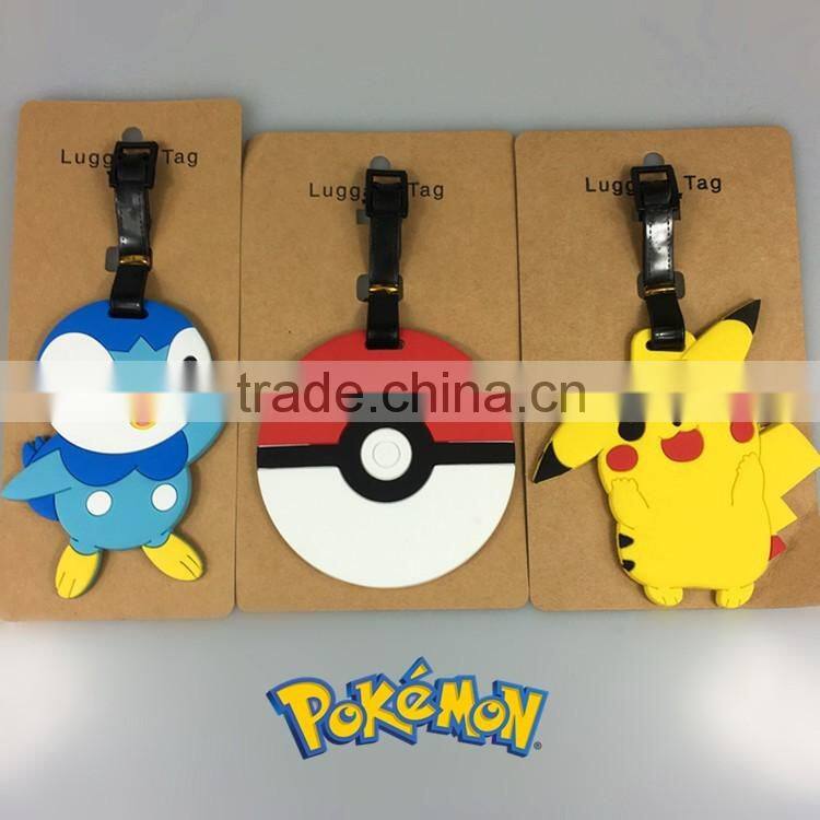 Silicone pokemon luggage tag/soft pvc rubber luggage tag