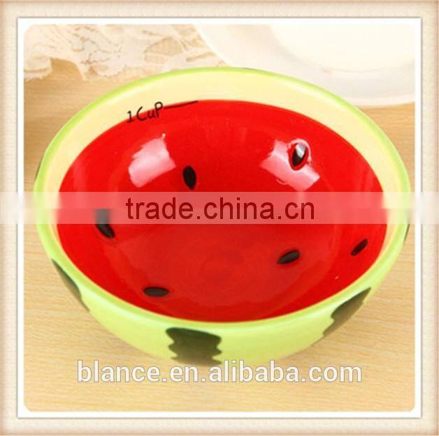 large ceramic soup bowl with fruit painting in fruit shape