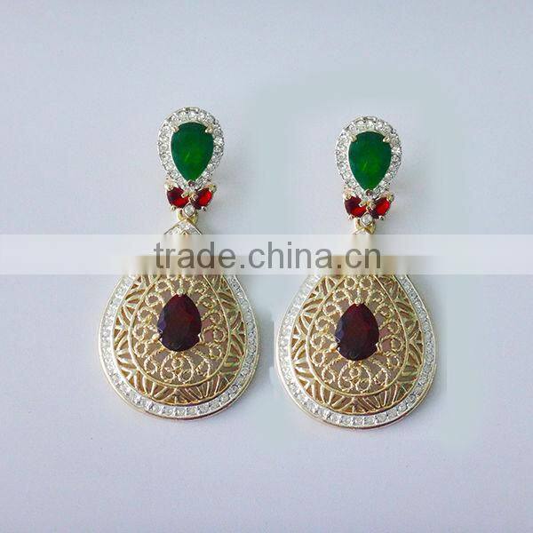 Morcco style hoop diamond earrings wholesale for girl drop gold earrings