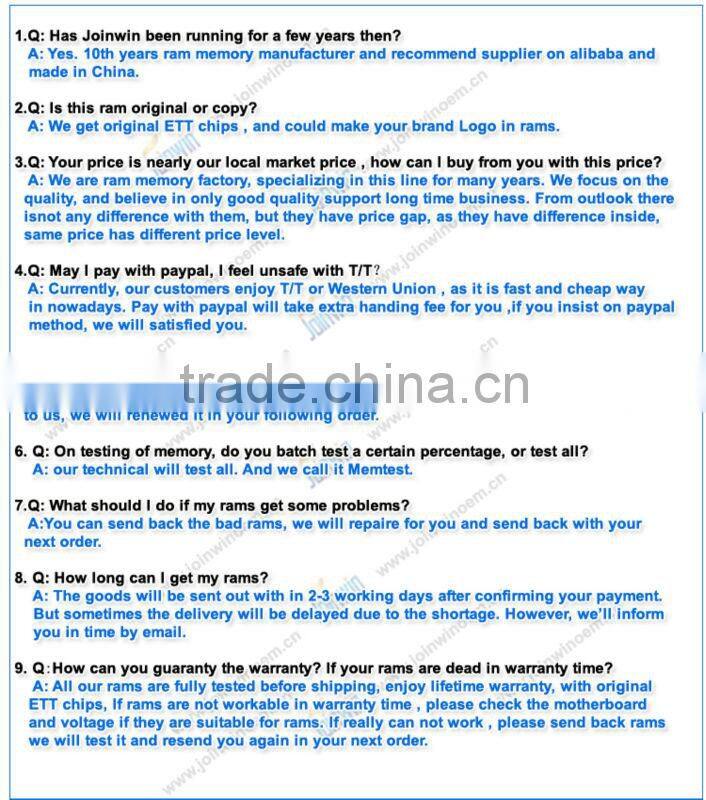 Free sample from joinwin desktop ddr2 8gb 2x4gb ram price