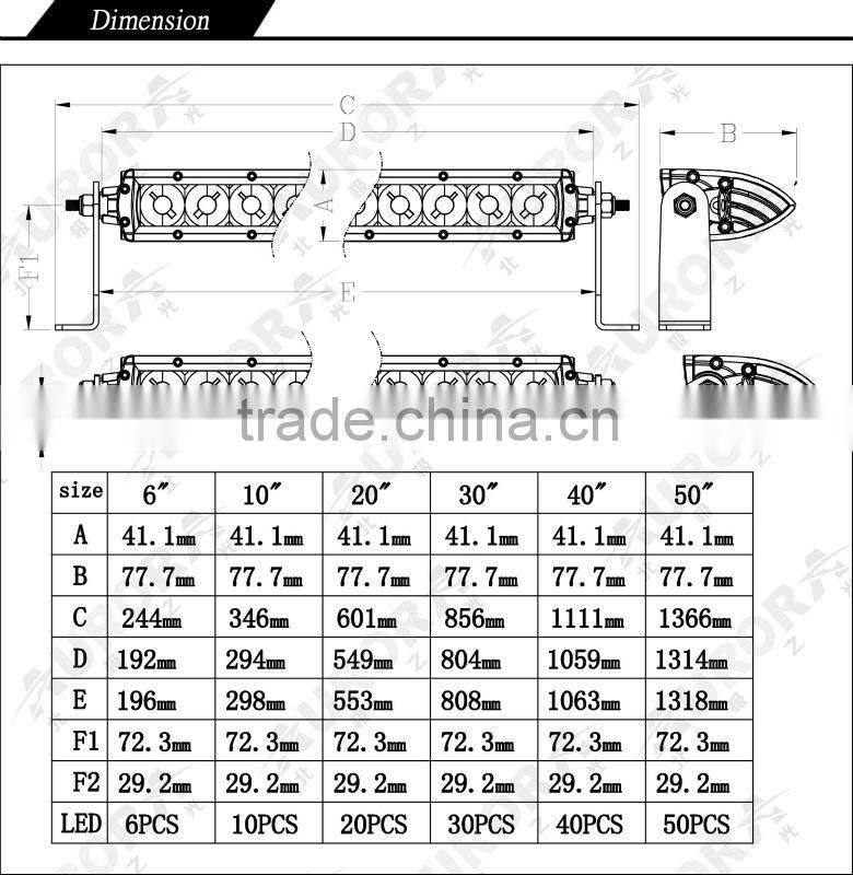 40" 5W single row led light bar truck led lighting accessories