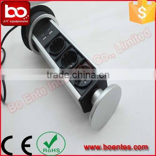 Kitchen Pop Up Power Socket with 3* EU Power Plug and 2*USB Charger for Office Table
