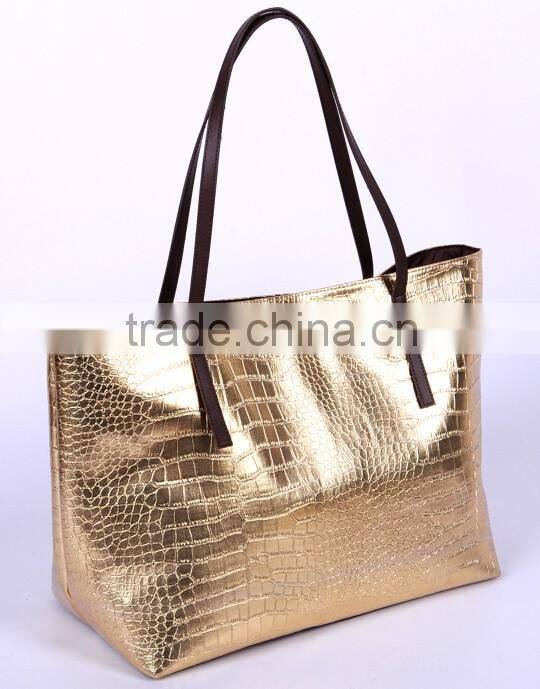 Top quality factory direct price Crocodile Leather fashion custom tote bags no minimum