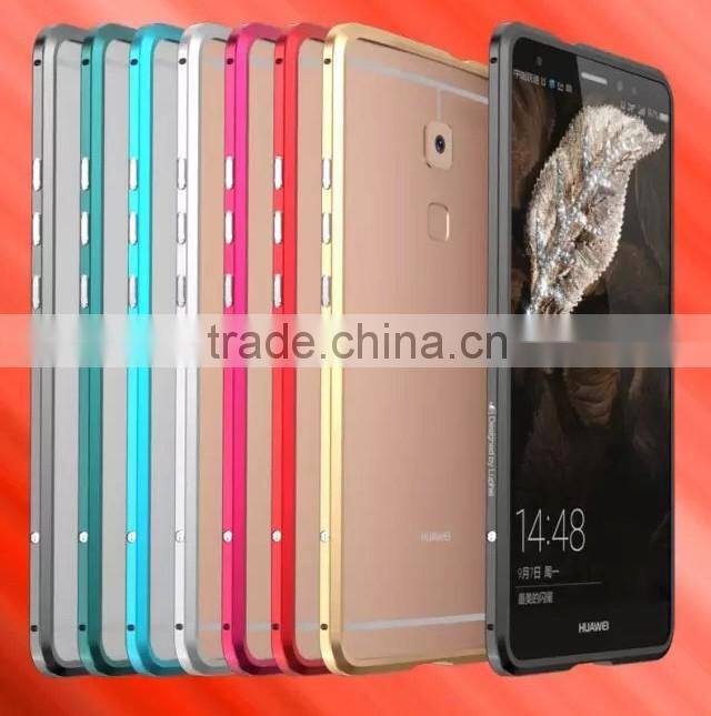 Mate 7 Gold edge Aluminum case For Huawei Ascend Mate 7 Aluminum Metal + Tempered Glass Protector case cover for huawei mate 7